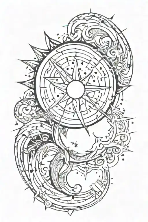 Sun And Aquarius Constellation Intertwined