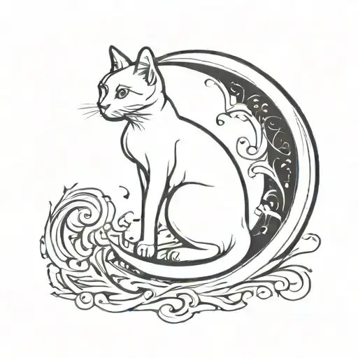 White Cat Stretching To Look Like A Crescent Moon