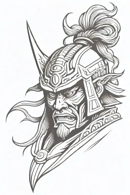 Japanese Samurai Warrior Demon Face
