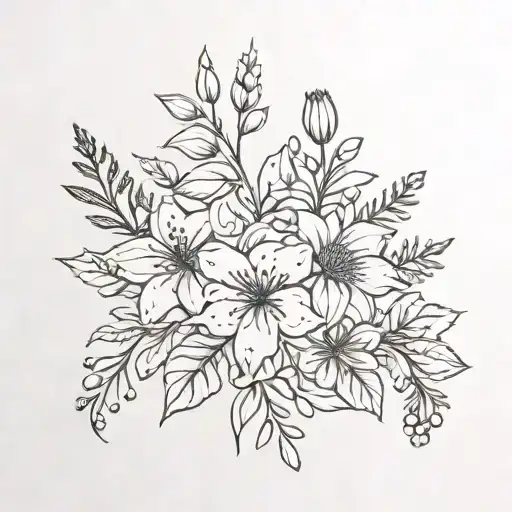 Feb Aug Sept Dec Birth Flower Bouquet