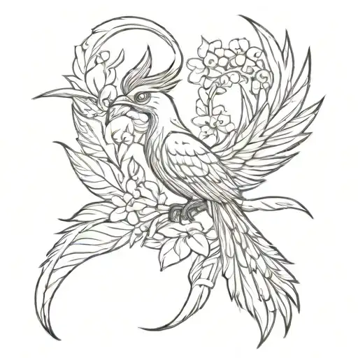 Phoenix With Bird Of Paradise Flower