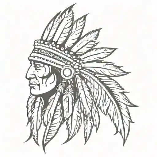Native American Feather Crown Tattoo Stencil