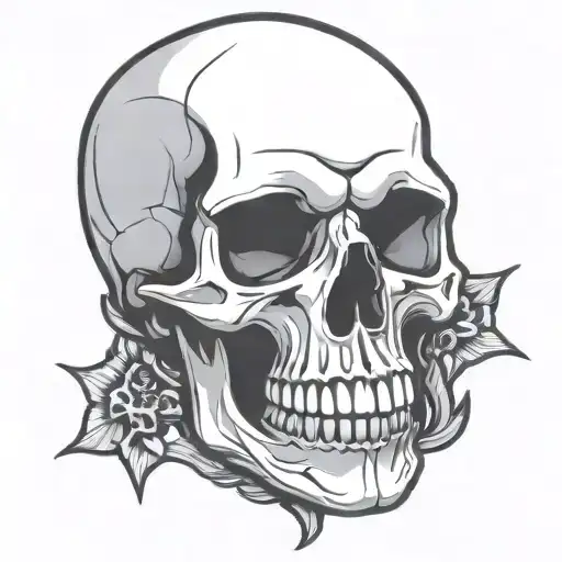 Skull Cartoon Simple Outline Comic Book Style