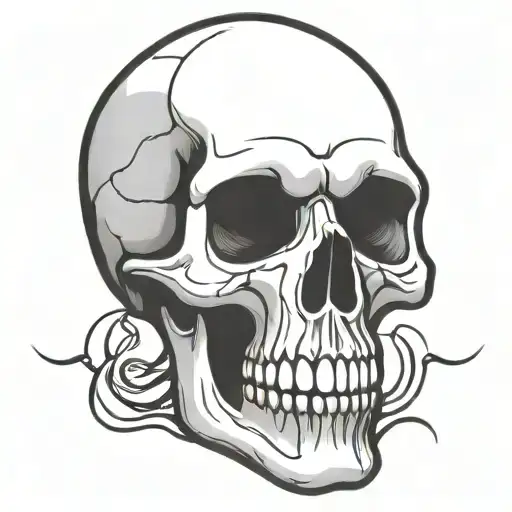 Skull Cartoon Simple Outline Comic Book Style