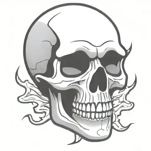 Skull Cartoon Simple Outline Comic Book Style