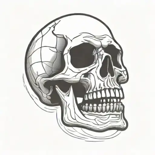 Skull Simple Cartoon Outline Basic Tattoo Design