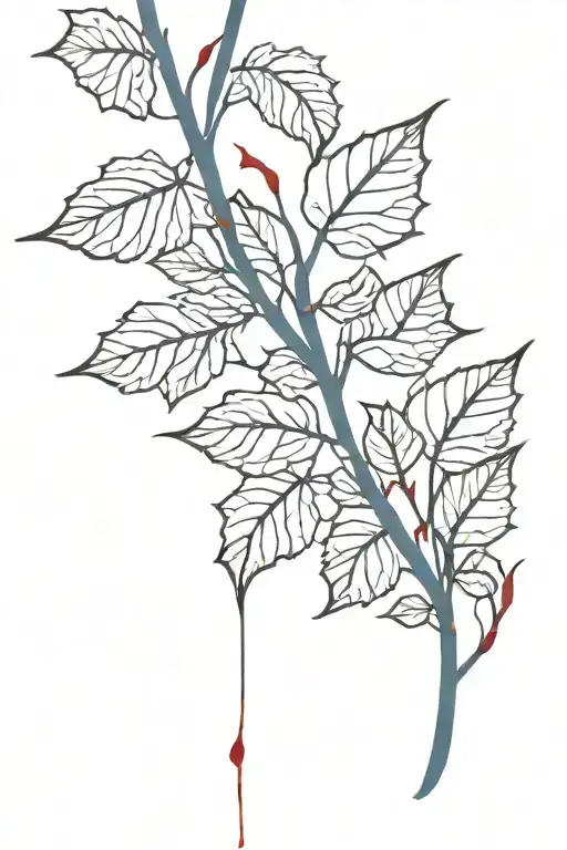 Blue Vine Growing With Red Leaves Bleeding