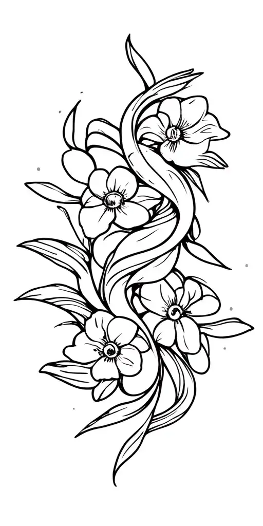 Pisces Zodiac Sign Intertwined With Dafadils No Color