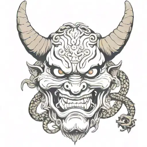 Demon Hannya Mask With Snake