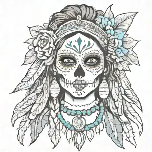 Sugar Skull Native American Woman