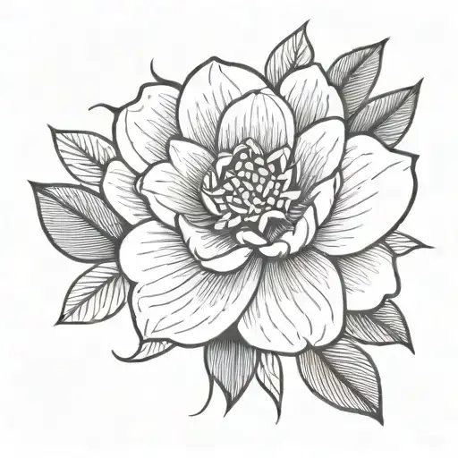 Fineline Flower With A Lettering Harmony