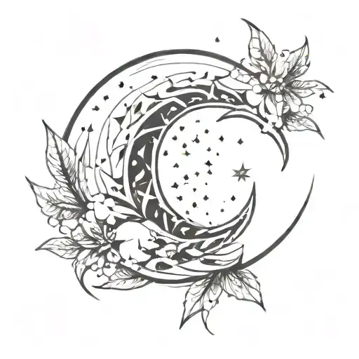 Crystals Growing Around A Crescent Moon