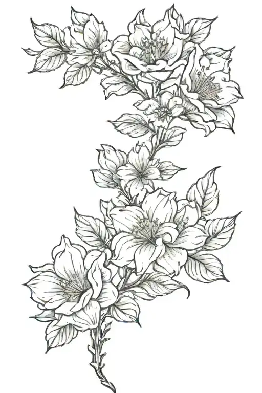 Floral Spine Tattoo With May Birth Flower