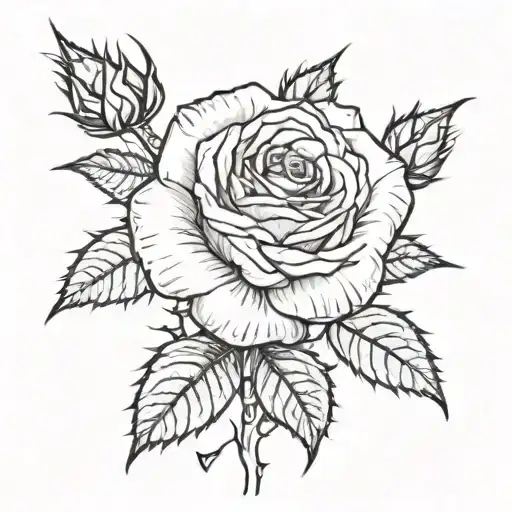 Rose With Stem An Thorns Coming