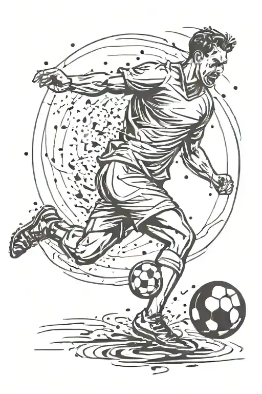 Football Player Kicking A Ball