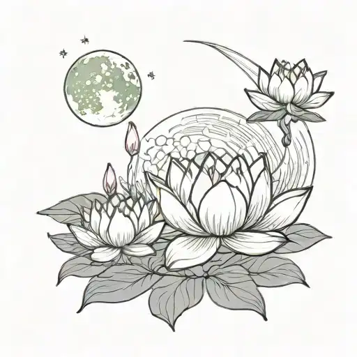 Moon And Lotus Flower