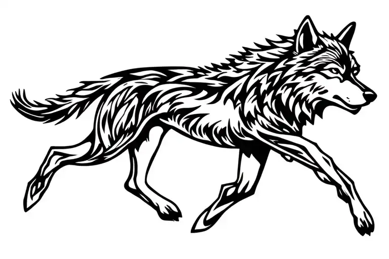 Black Silhouette Of Wolf Running