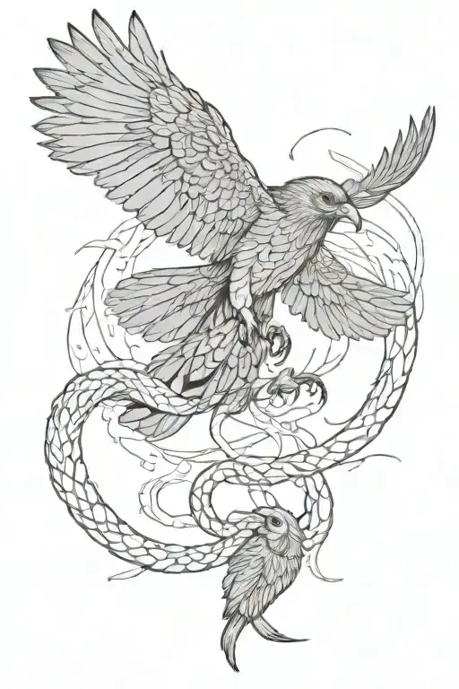 Crow And Snake And Owl Flying