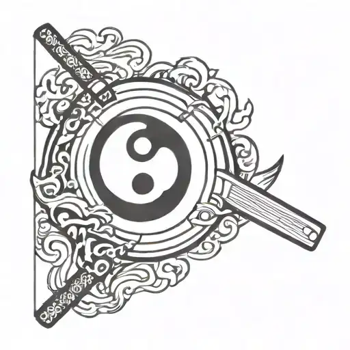 Katana Ying Yang Symbol Formed