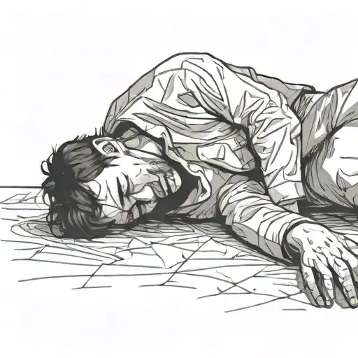 A Sad Person Laying On The Floor