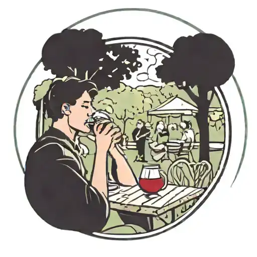 An Image Of A Person Drinking Sangria In The Park Surrounded By A Circle