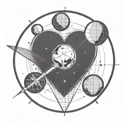 A Satellite Shaped Like A Love Heart With Sharp Angles In Space Enshrouded By A Circle
