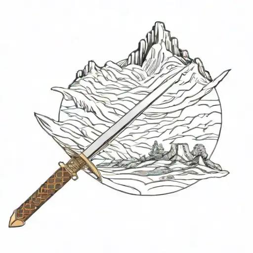 Talwar Sword And Mountain Landscape
