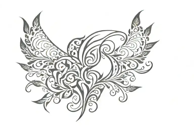 Female Tattoo Back Shoulder To Shoulder Only Central With Ornamental