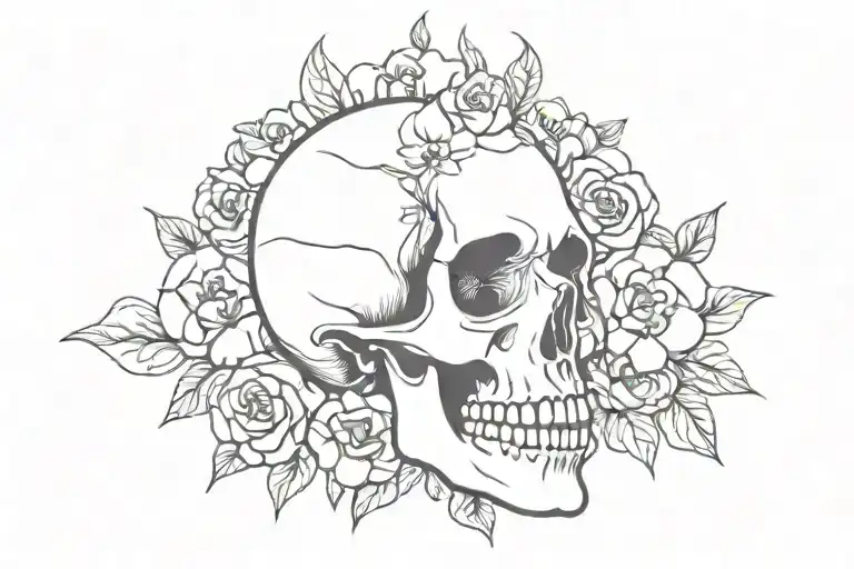 Skull And Flowers