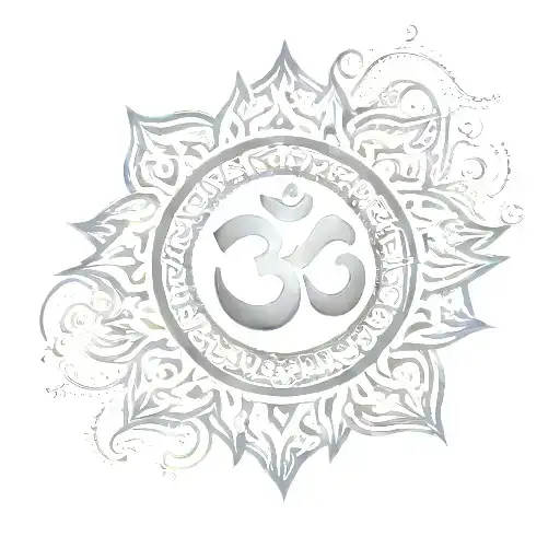 Om Symbol Surrounded By Sun Rays