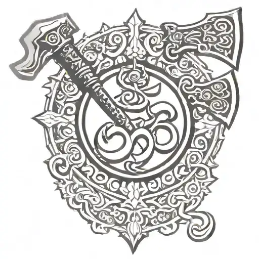 Om Symbol And Axe Inspired By Parshuram