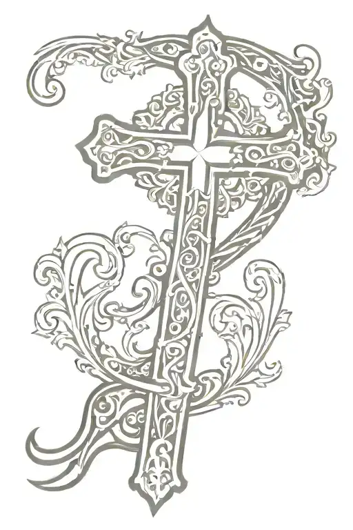 Christian Cross With A Curve At The End