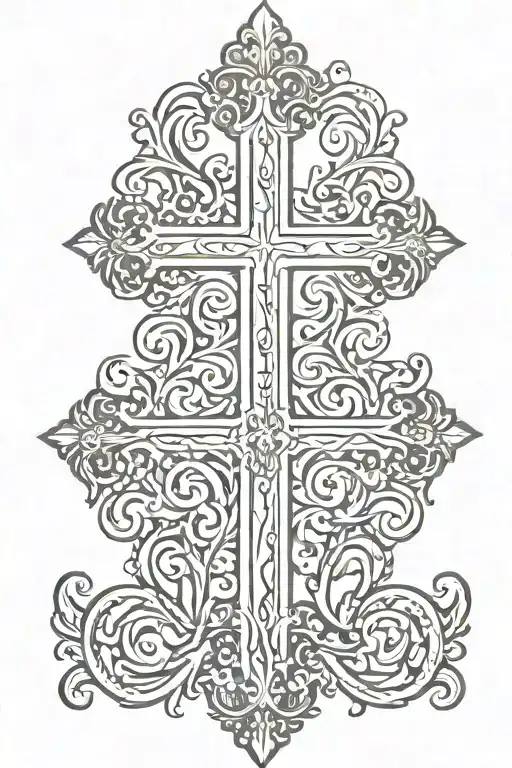 Christian Cross With A Cursive Tail At The End