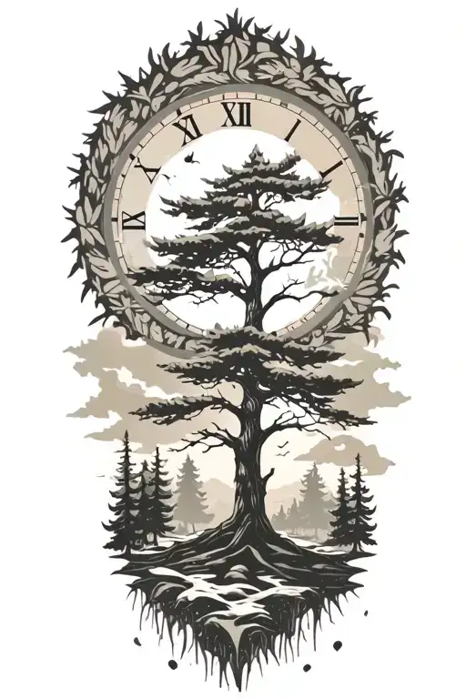 Peace And Lightining Storm And Time And Pine Tree Forest