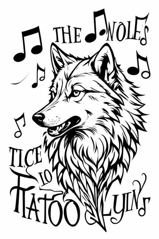 Wolf Luna With Musical Notes And The Phrase
