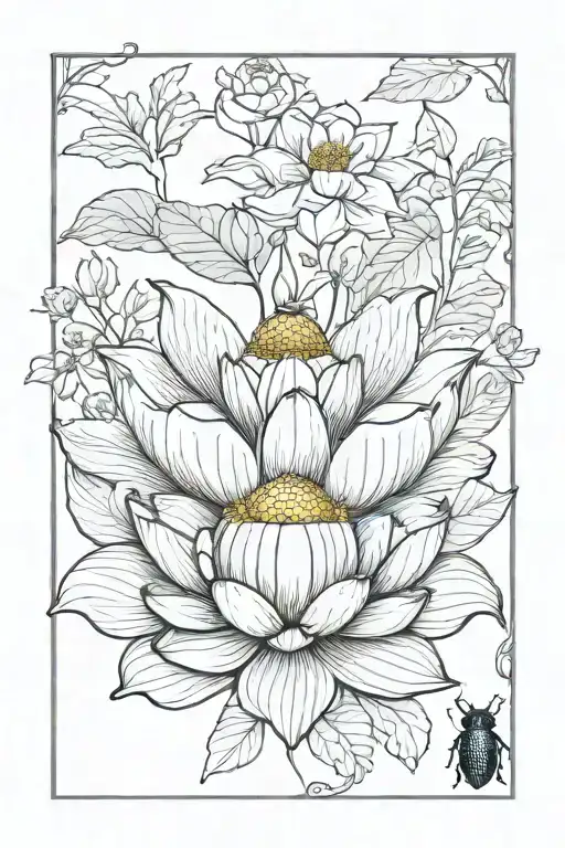 Lotus Flower Behind Scarab Beetle