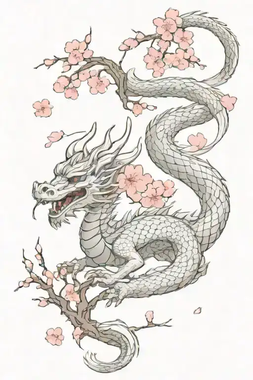 Dragon With Cherry Blossom