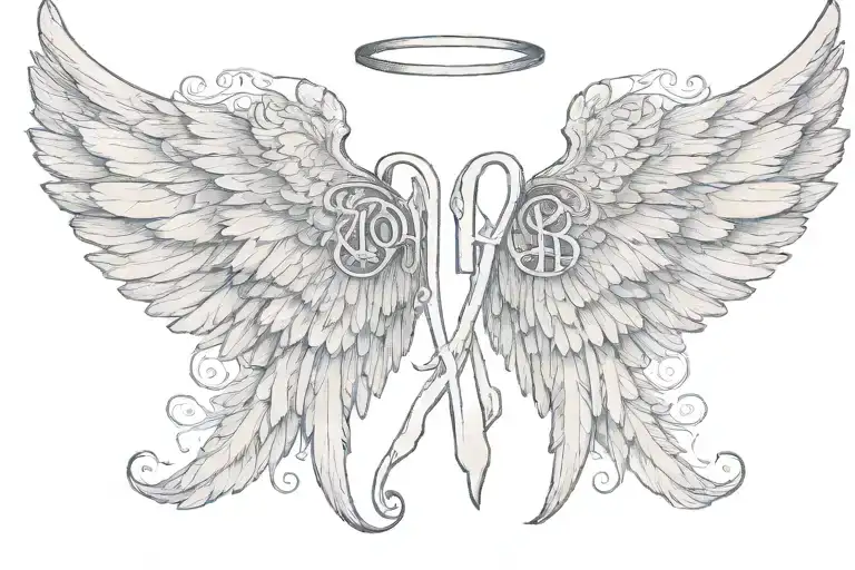 Angel Wings Initials Mb