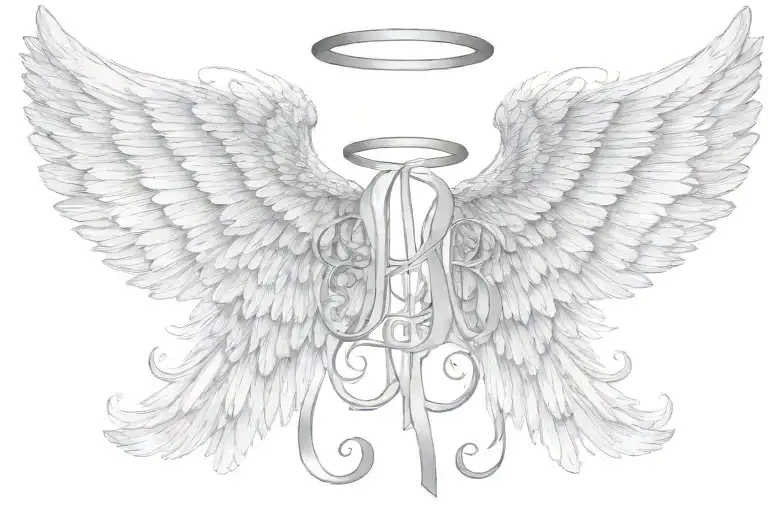 Angel Wings Initials Mb