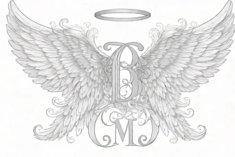 Angel Wings Initials Mb