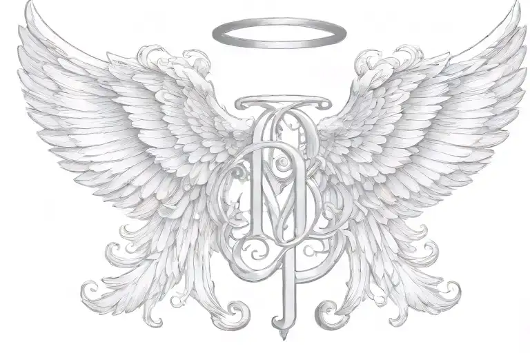 Angel Wings Initials Mb