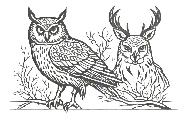 Owl And Deer