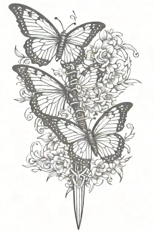 Butterfly And Sword Intertwined Representing Hope And Strength