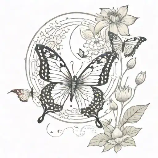 Lotus Moon Butterfly Flying