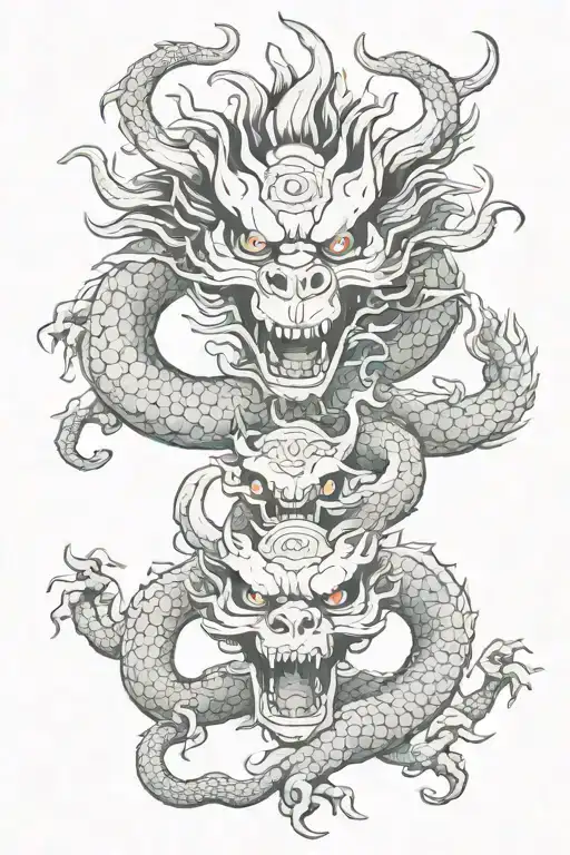 Chinese Dragon With Skulls