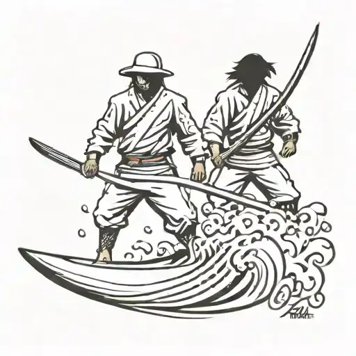 Surfer And Samurai