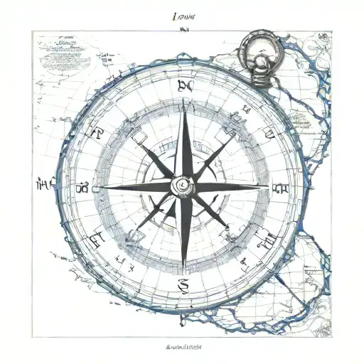 Nautical Compass With A Map Of Lake Superior In The Middle