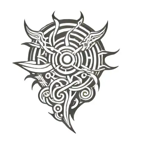 Tribal Tattoo Car Parts Like Turbine Suspension Engine In Polinesian Style
