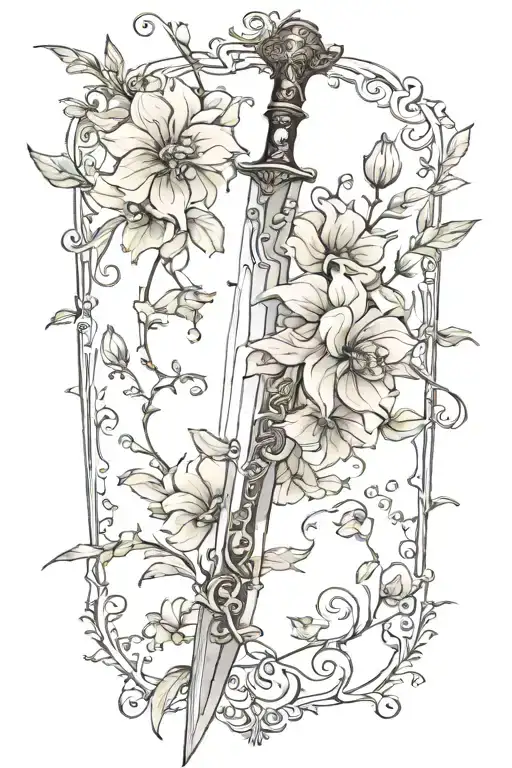 Flowers Dark Fantasy Sword