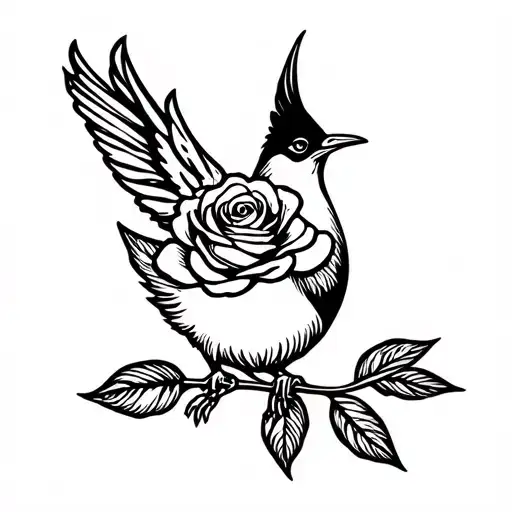 Hirondelle With A Rose In The Beak